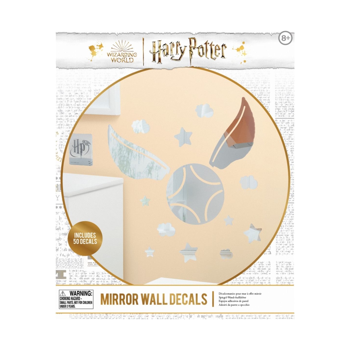 Paladone Harry Potter Golden Snitch Mirror Wall Decals