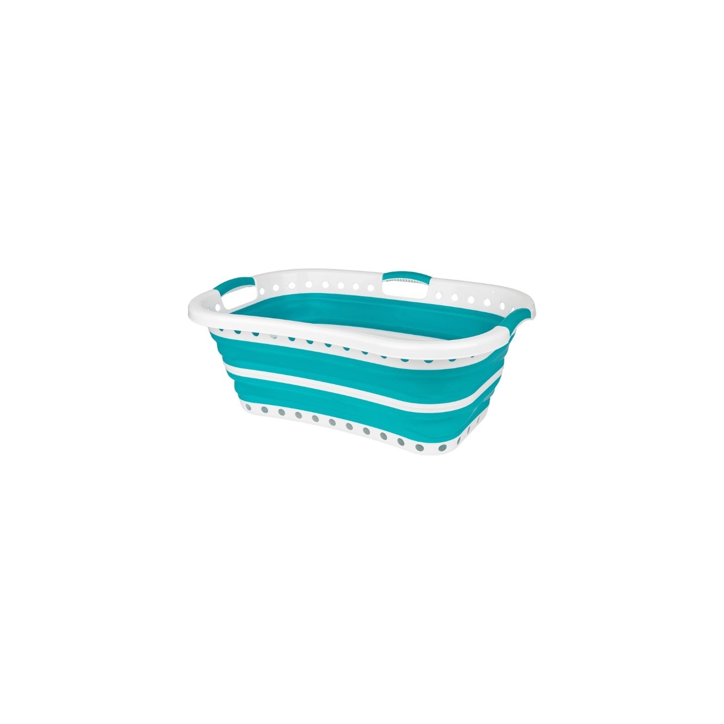 Beldray LA072979TQFEU7 Collapsible Hip Hugger Laundry Basket 37 L, White/Mint