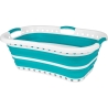 Beldray LA072979TQFEU7 Collapsible Hip Hugger Laundry Basket 37 L, White/Mint