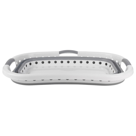 Beldray LA072979PGRYFEU7 Collapsible Hip Hugger Laundry Basket 37L, White/Grey