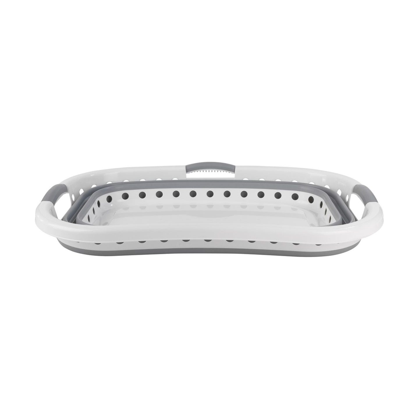 Beldray LA072979PGRYFEU7 Collapsible Hip Hugger Laundry Basket 37L, White/Grey