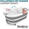 Beldray LA072979PGRYFEU7 Collapsible Hip Hugger Laundry Basket 37L, White/Grey