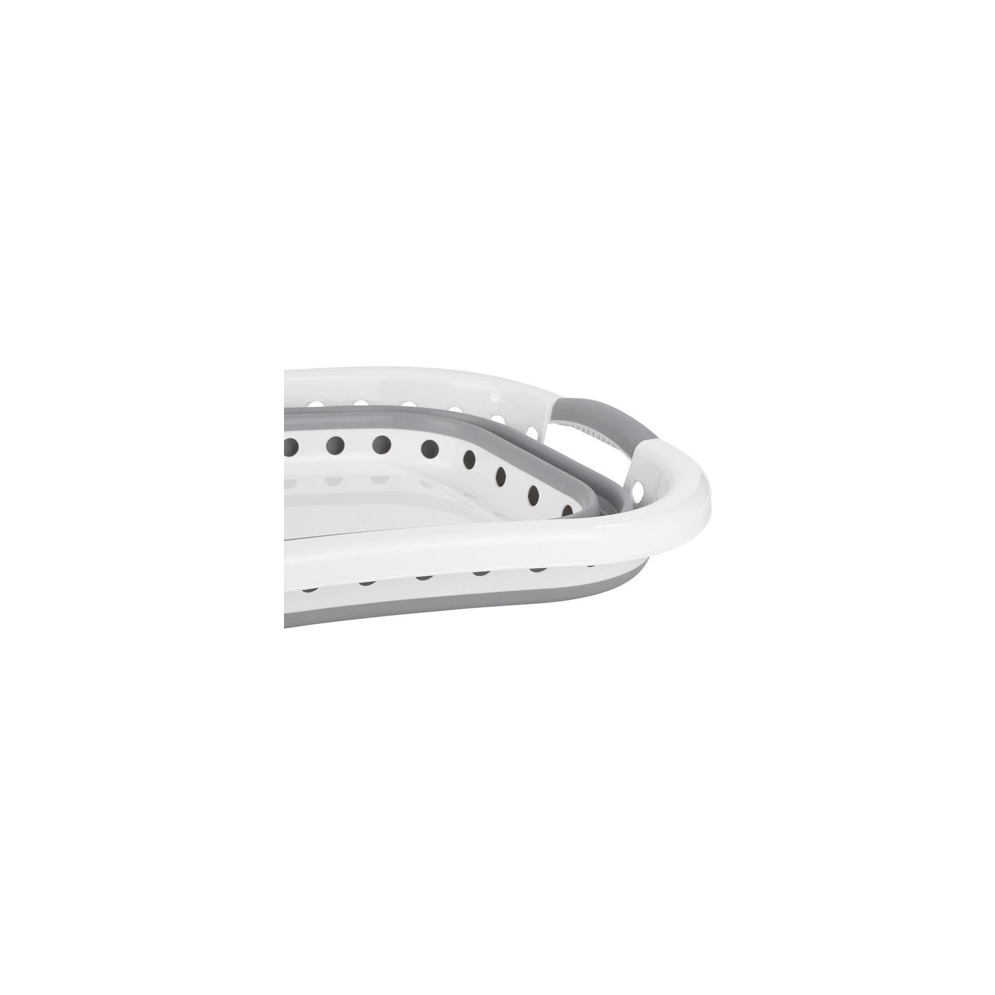 Beldray LA072979PGRYFEU7 Collapsible Hip Hugger Laundry Basket 37L, White/Grey