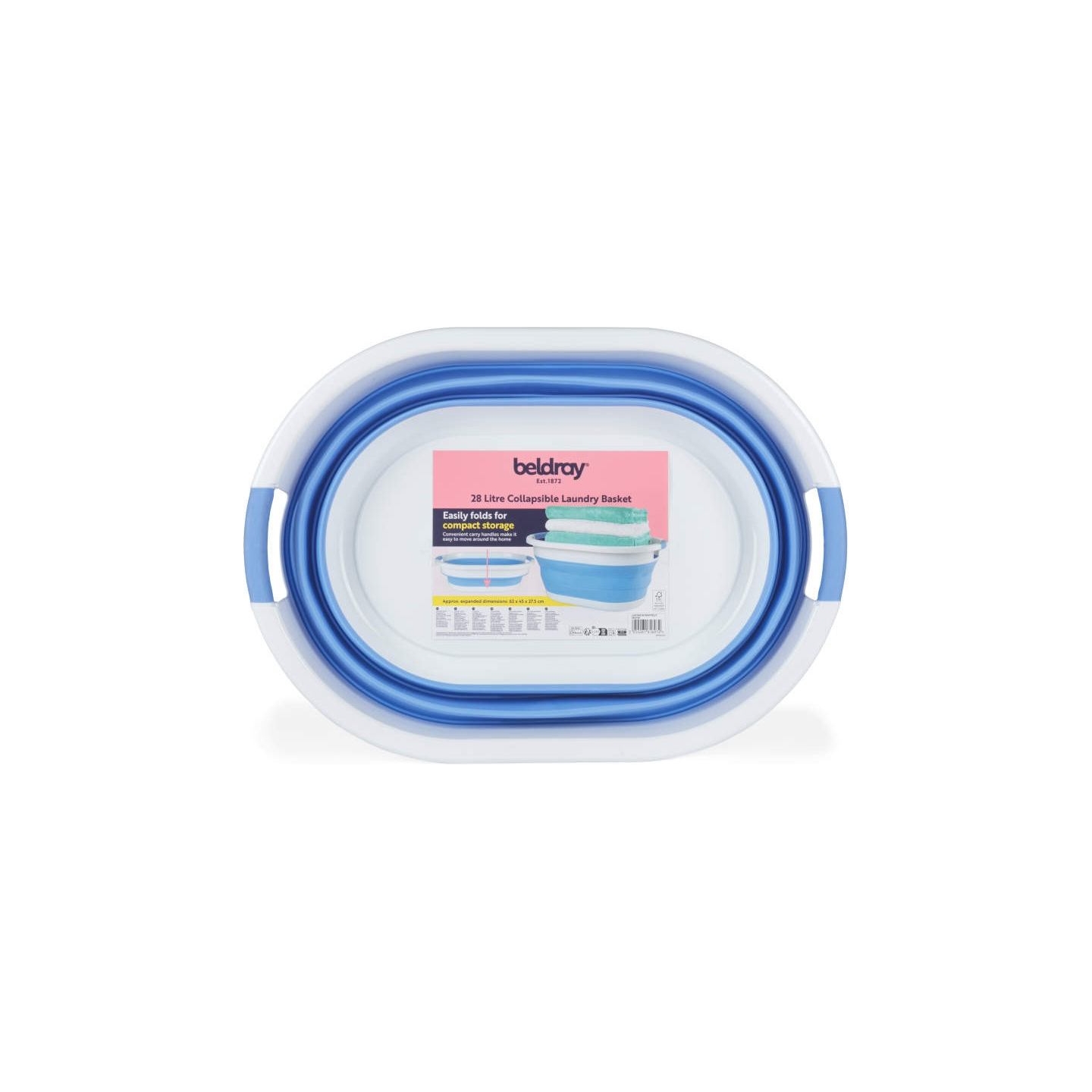 Beldray LA034816CRNFPEU7  Collapsible Laundry Basket  28L White/Blue