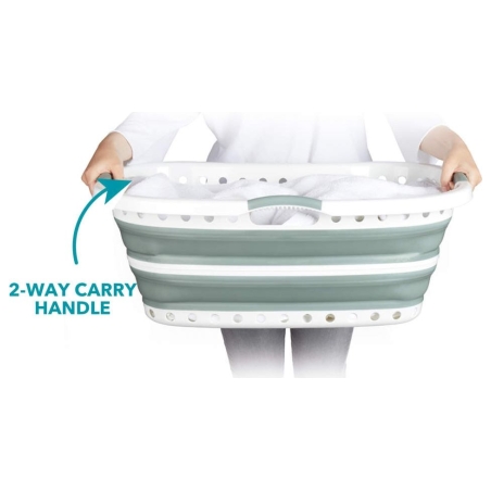 Beldray LA072979GRNFEU7 Collapsible Hip Hugger Laundry Basket  37 L, White/Grey