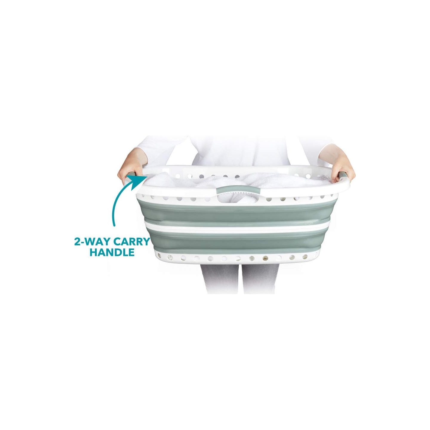 Beldray LA072979GRNFEU7 Collapsible Hip Hugger Laundry Basket  37 L, White/Grey