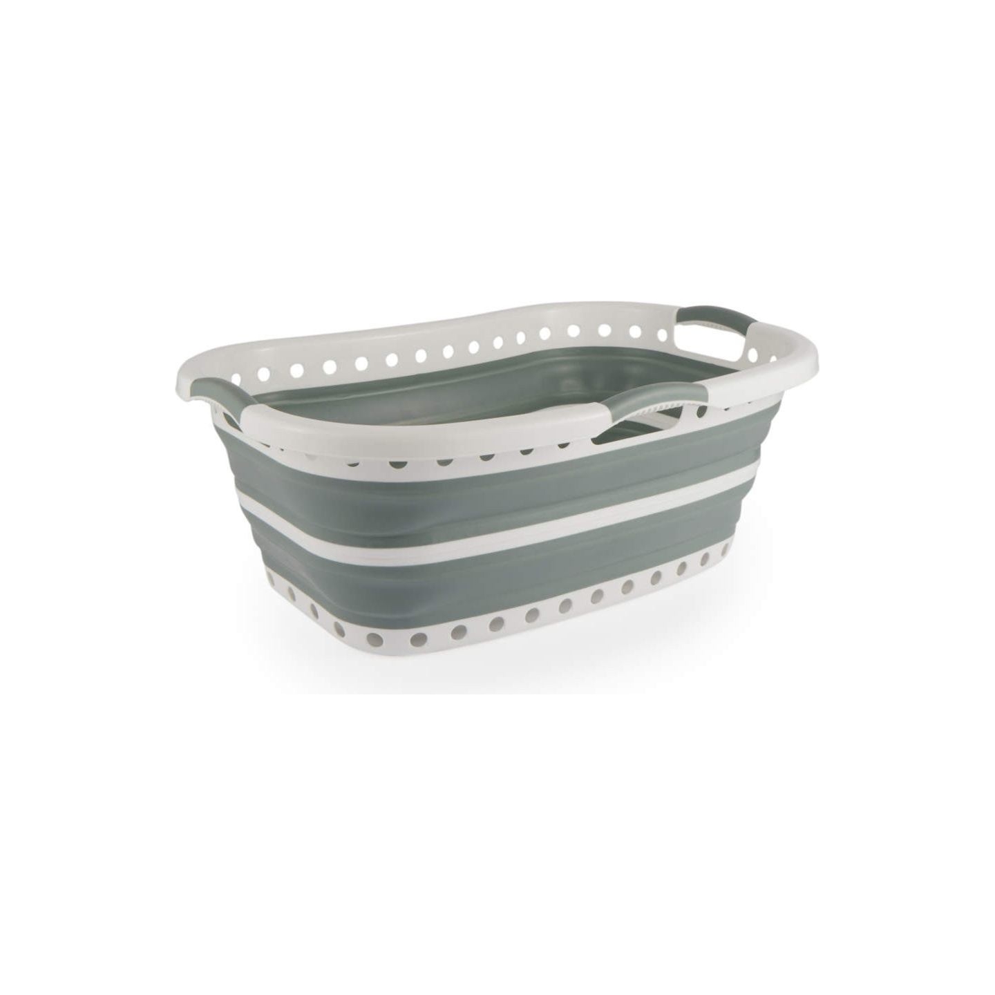 Beldray LA072979GRNFEU7 Collapsible Hip Hugger Laundry Basket  37 L, White/Grey