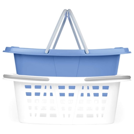 Beldray LA030450CRNFPEU7  Set Of Two Laundry Baskets 2 x 26L, White/Blue