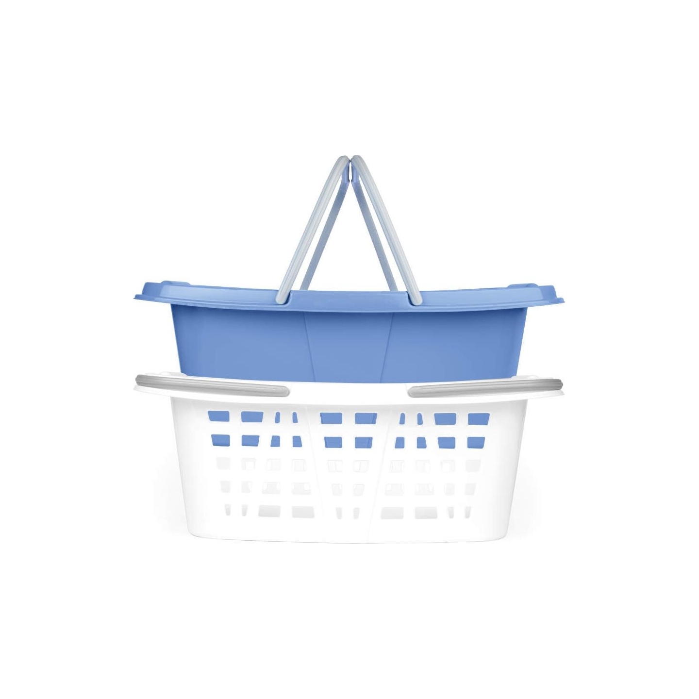 Beldray LA030450CRNFPEU7  Set Of Two Laundry Baskets 2 x 26L, White/Blue