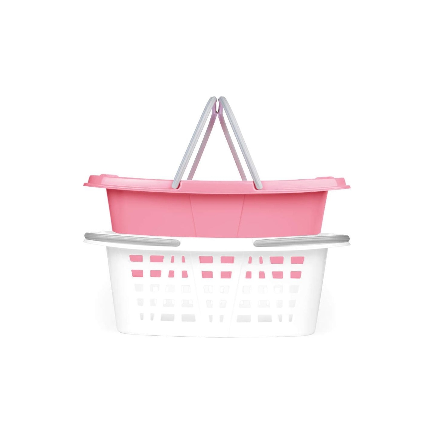 Beldray LA030450PNKFPEU7  Set Of Two Laundry Baskets 2 x 26L, White/Pink