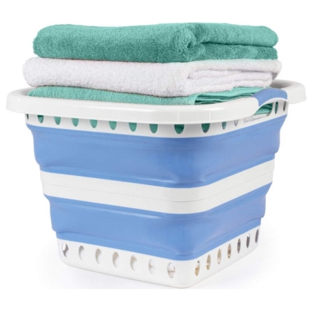 Beldray LA00000152EU7  40L Collapsible Laundry Basket, White/Blue