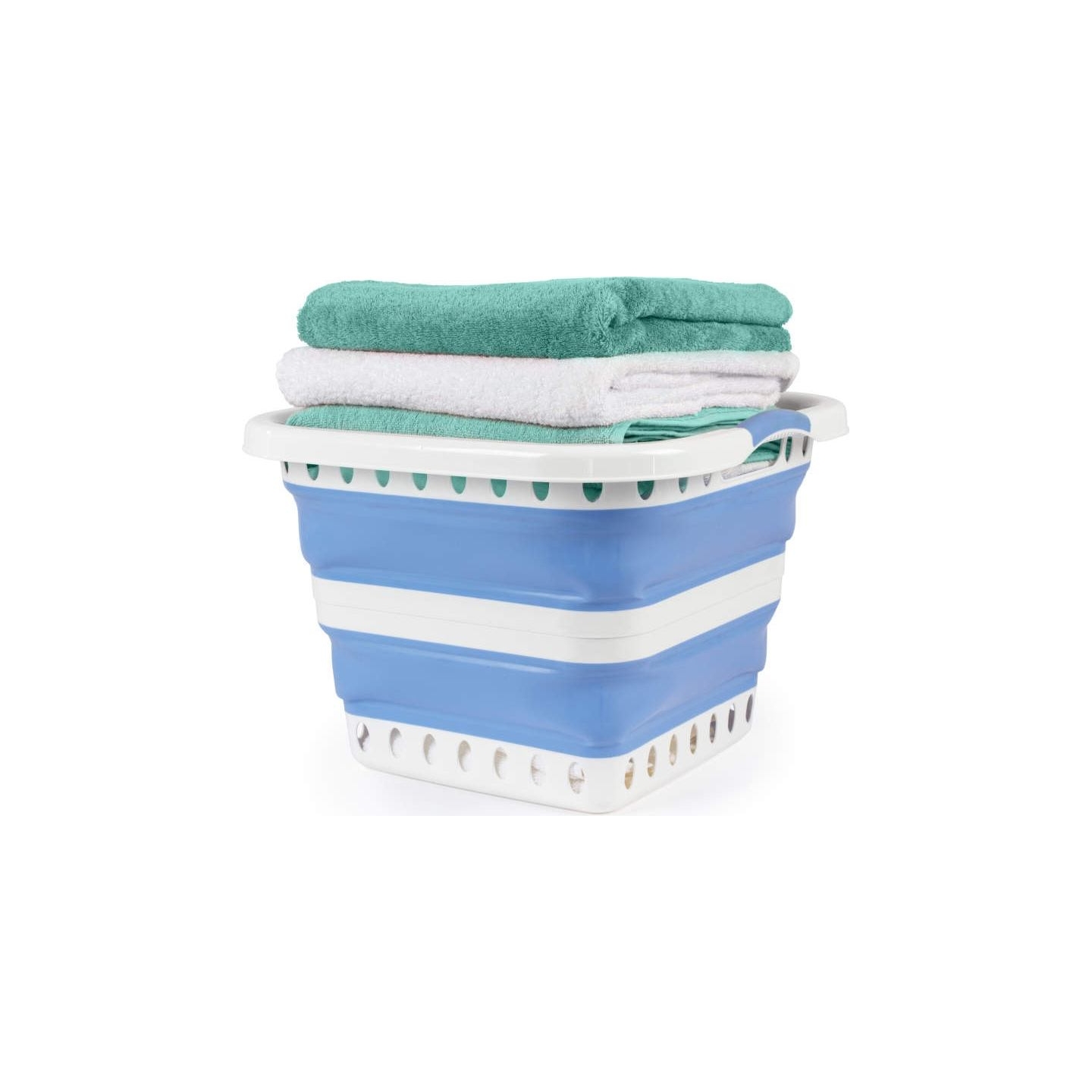 Beldray LA00000152EU7  40L Collapsible Laundry Basket, White/Blue