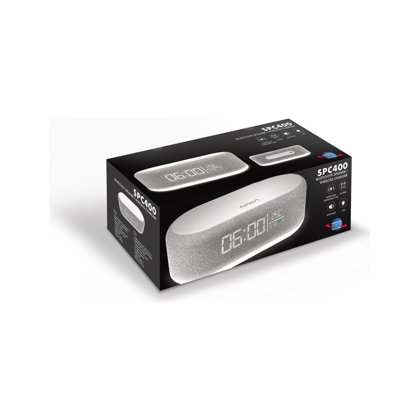 Nasa SPC400  Bluetooth Speaker/ Alarm Clock/ Wireless Charger