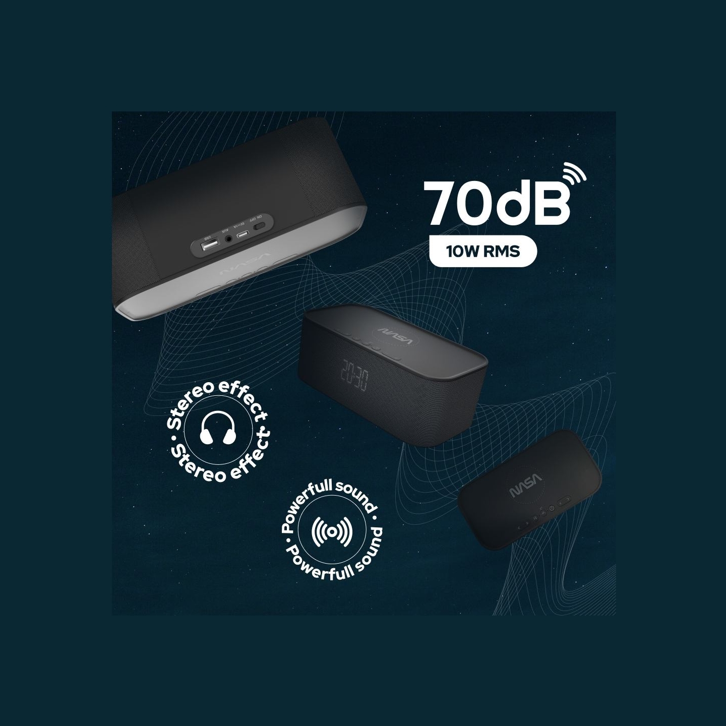 Nasa SPC800  Bluetooth Speaker/ Alarm Clock/ Wireless Charger
