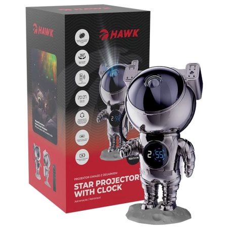 Hawk HW-STAR02 Astronaut Star Projector with Clock Ghrome Edition
