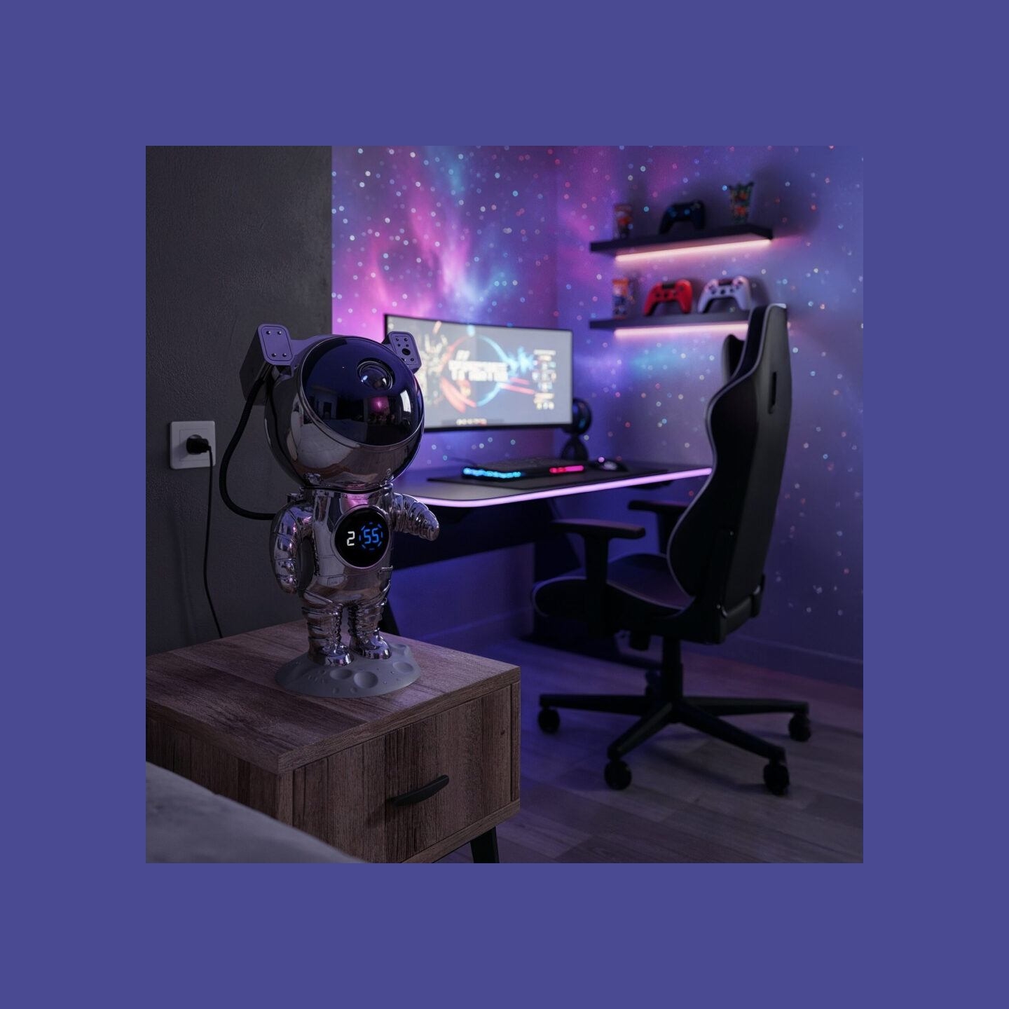 Hawk HW-STAR02 Astronaut Star Projector with Clock Ghrome Edition