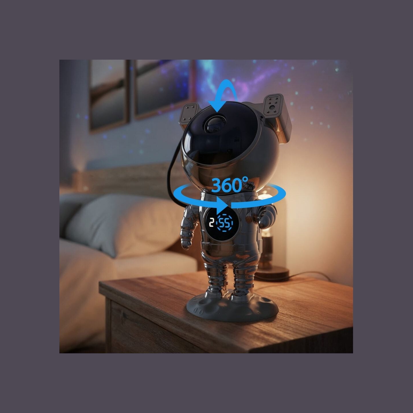 Hawk HW-STAR02 Astronaut Star Projector with Clock Ghrome Edition