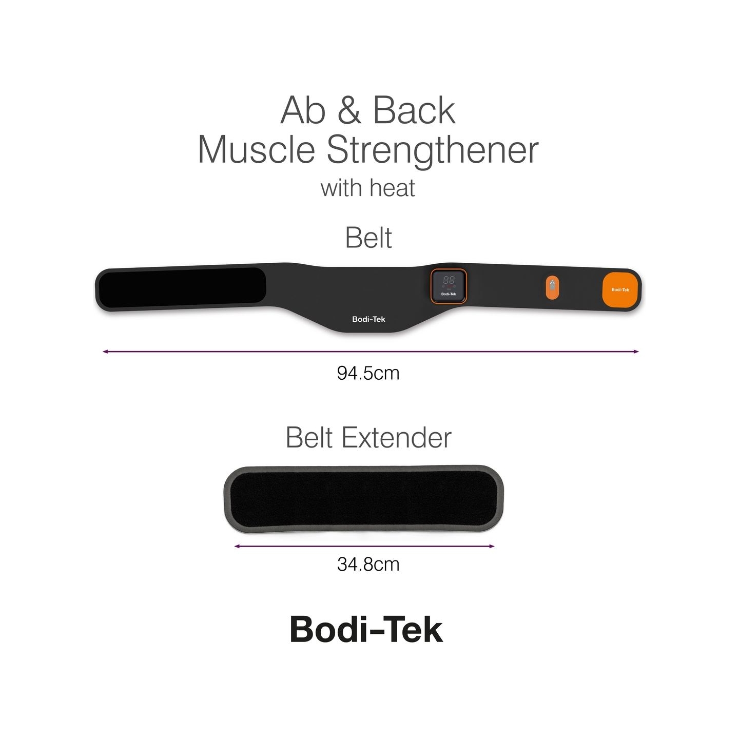Bodi-Tek Ab & Back Muscle Strengthener With Heat, Black/Orange