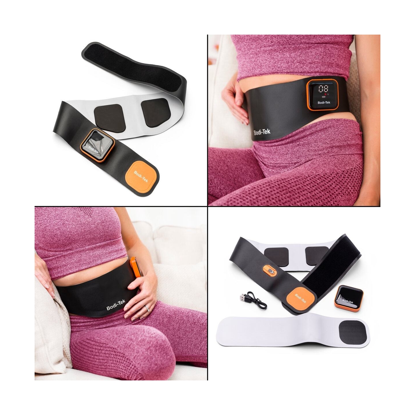 Bodi-Tek Ab & Back Muscle Strengthener With Heat, Black/Orange