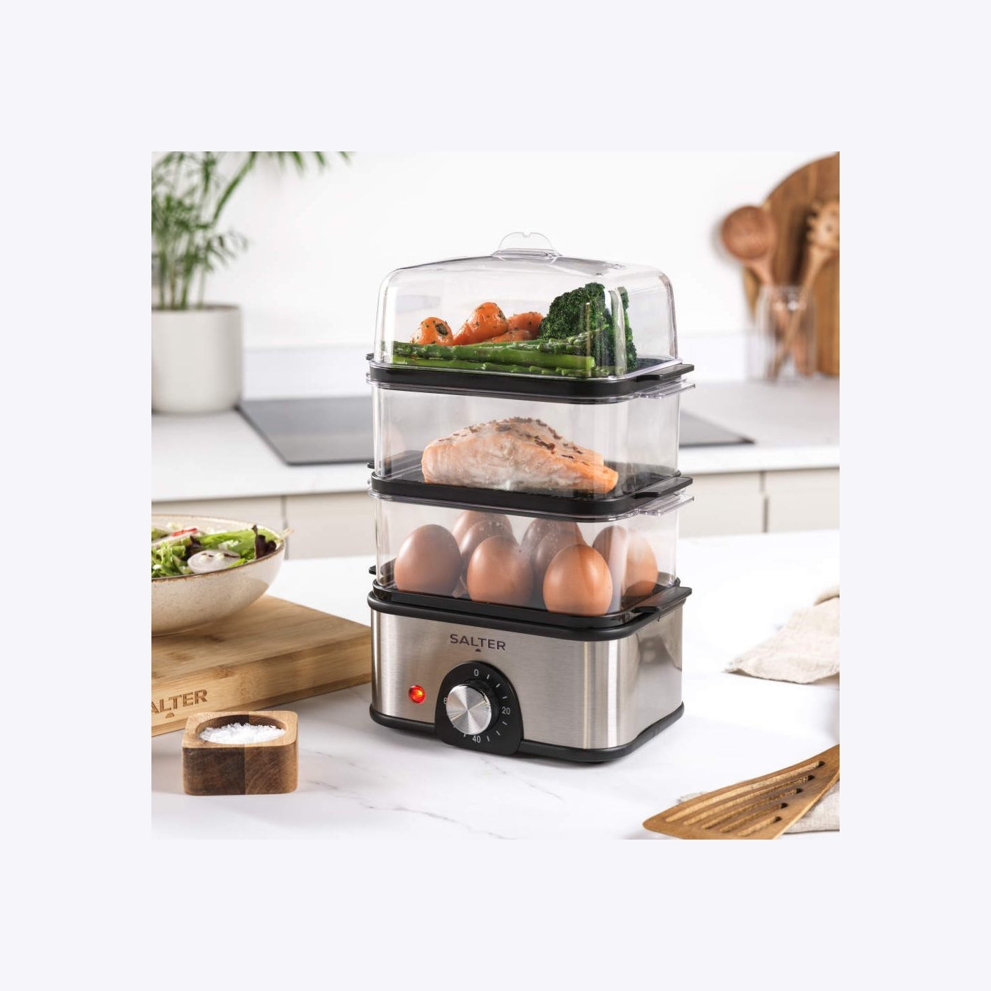 Salter EK5885VDE Compact 3-Tier Steamer