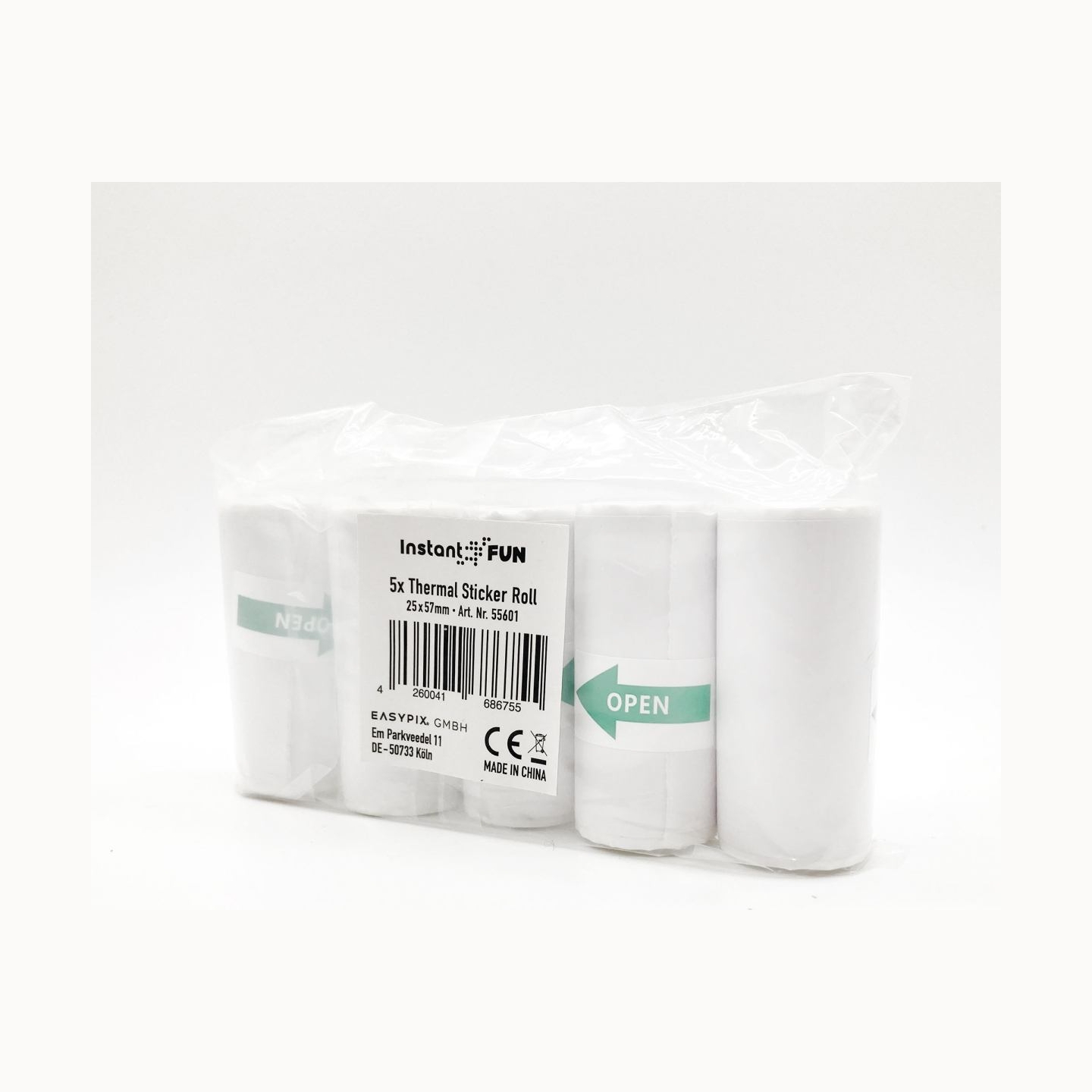 Easypix Thermal  Sticker Rolls white for InstantFUN 5pcs 55601