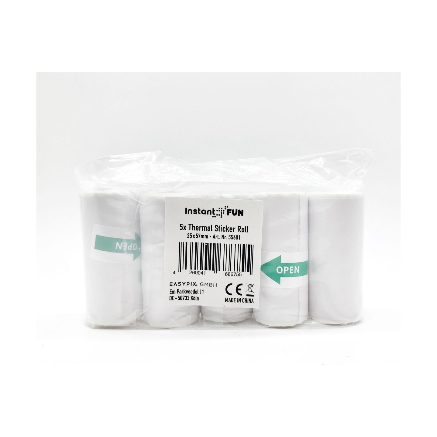 Easypix Thermal  Sticker Rolls white for InstantFUN 5pcs 55601