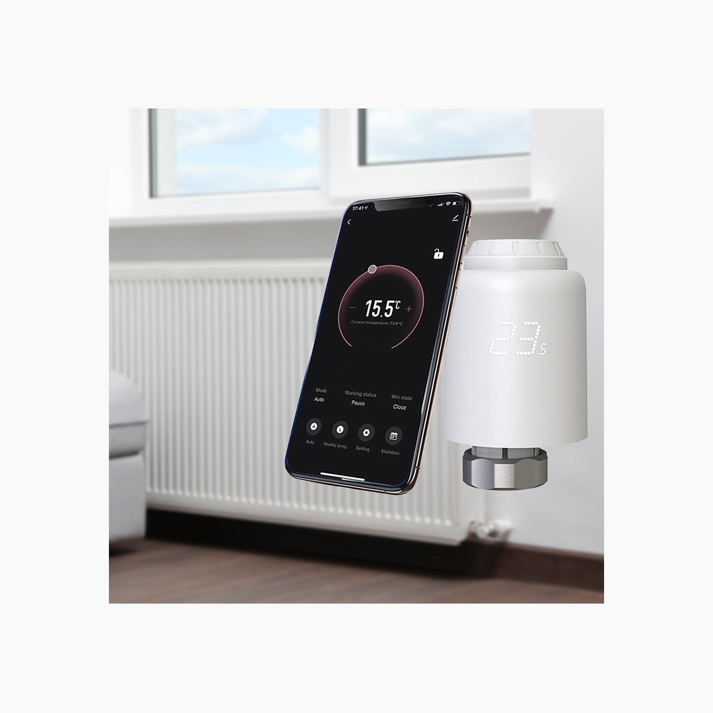 Tellur Smart WiFi Thermostatic Radiator Valve RVSH1 LED white