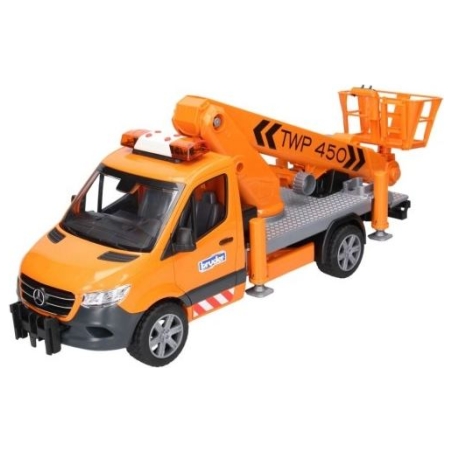 Bruder A Mercedes Benz Sprinter vehicle with a basket lift