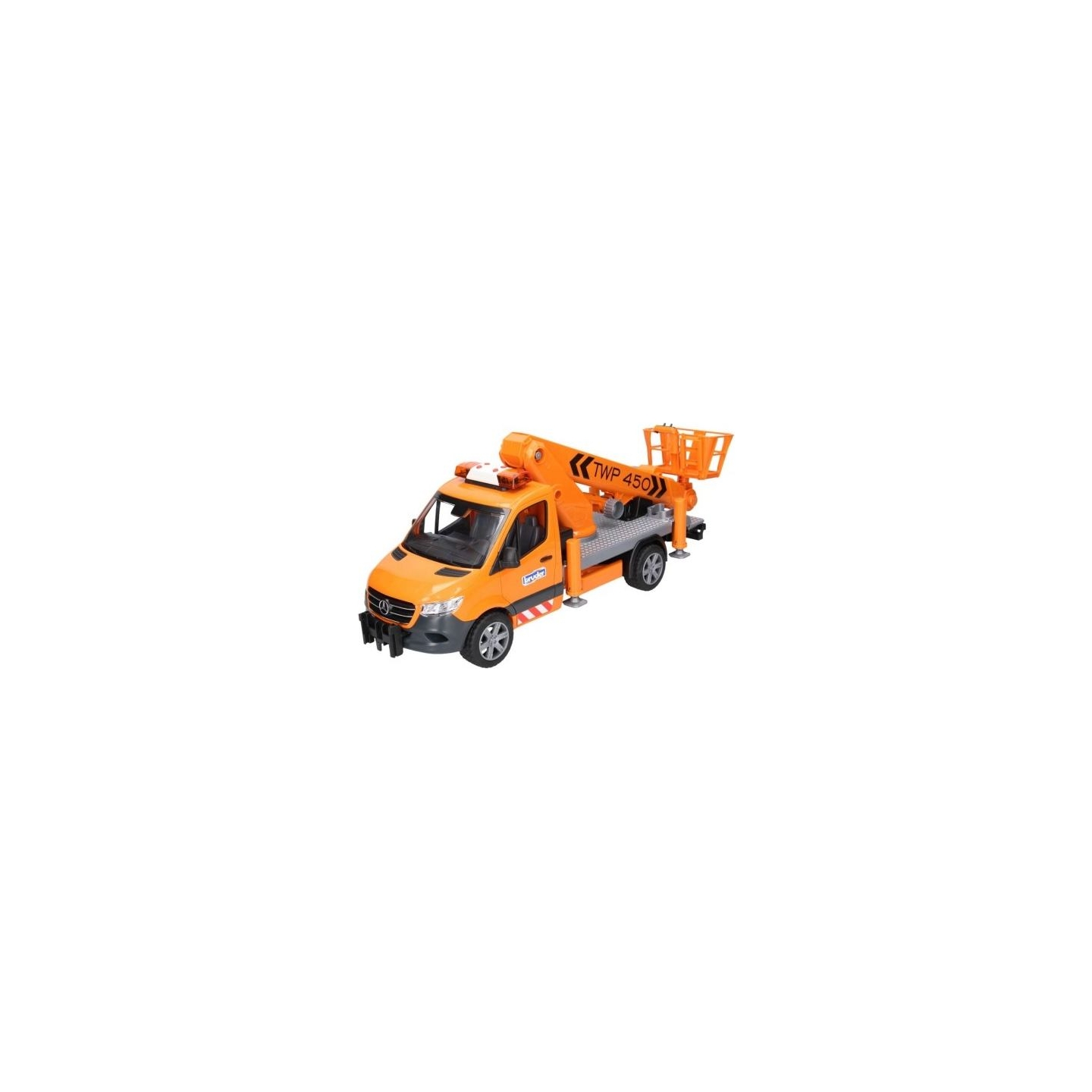 Bruder A Mercedes Benz Sprinter vehicle with a basket lift