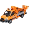 Bruder A Mercedes Benz Sprinter vehicle with a basket lift