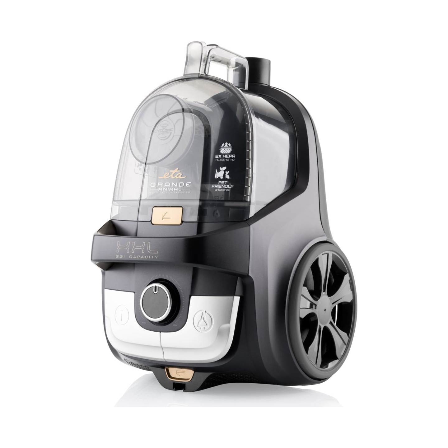 ETA | Vacuum cleaner | Grande Animal ETA222390000 | Bagless | Power 850 W | Dust capacity 3.2 L | Black/Gold