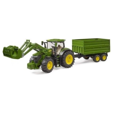 Bruder Tractor John Deere 7R 350 with front loader and trailer