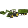 Bruder Tractor John Deere 7R 350 with front loader and trailer