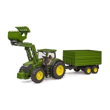Bruder Tractor John Deere 7R 350 with front loader and trailer