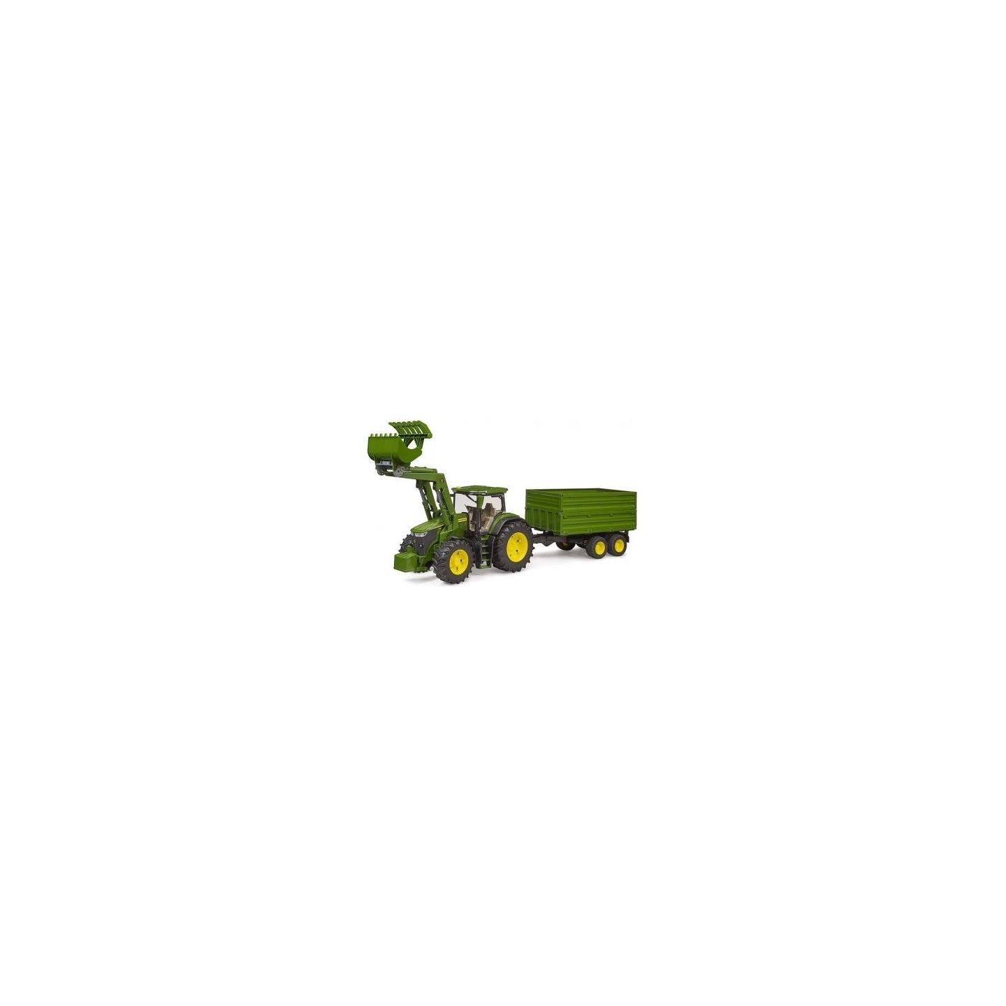 Bruder Tractor John Deere 7R 350 with front loader and trailer