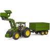 Bruder Tractor John Deere 7R 350 with front loader and trailer