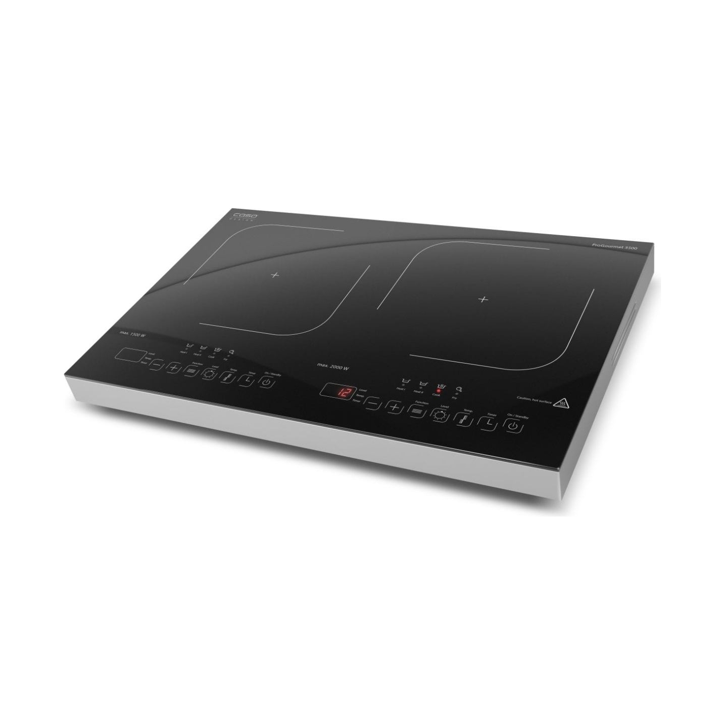Caso | Hob | ProGourmet 3500 | Table top | Number of burners/cooking zones 2 | Sensor touch display | Timer | Black | Display