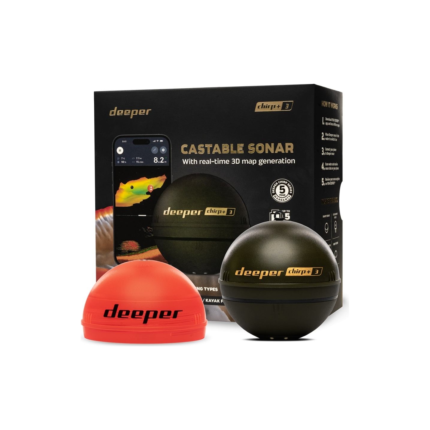Deeper Smart Sonar Chirp+3 | Sonar | Wi-Fi | Brown Green