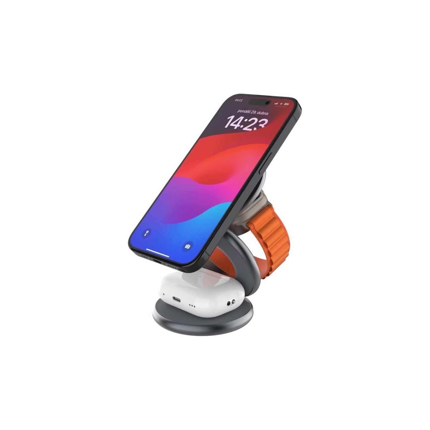 Fixed MagPowerstation Round 3-in-1 foldable wireless charger with MagSafe support | Gray