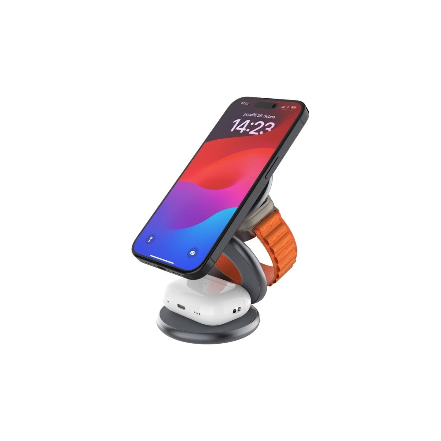 Fixed MagPowerstation Round 3-in-1 foldable wireless charger with MagSafe support | Gray