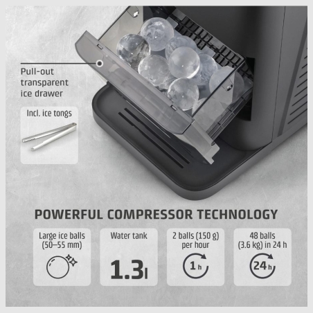 Caso Ice Ball Maker | IceBall Pro | Power 130 W | Capacity 1.3 L | Matt Black