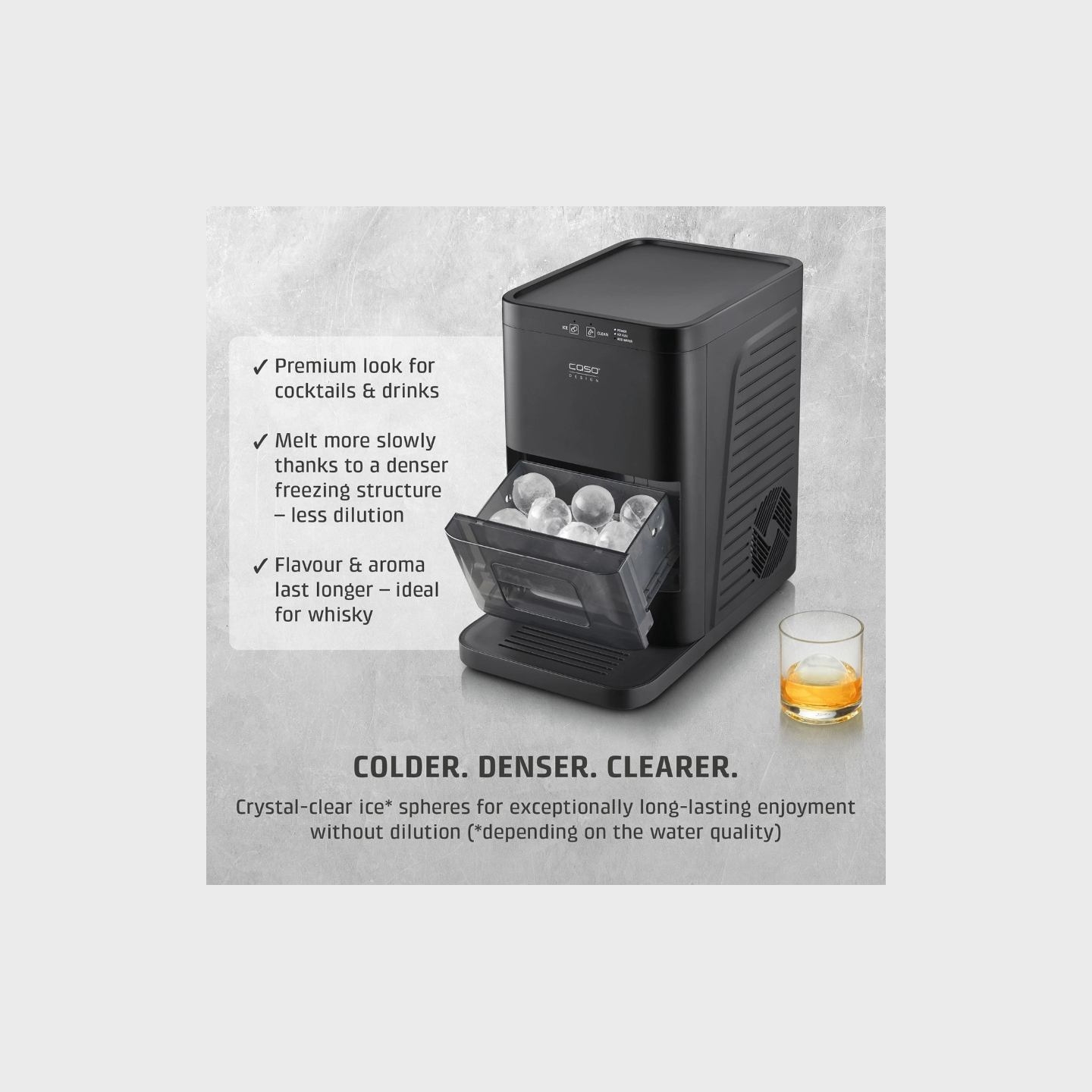 Caso Ice Ball Maker | IceBall Pro | Power 130 W | Capacity 1.3 L | Matt Black