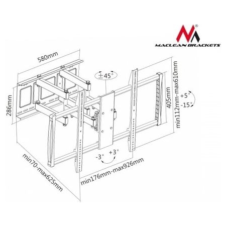Maclean TV holder 60-100 MC-679 to 80kg for flat and curved TV