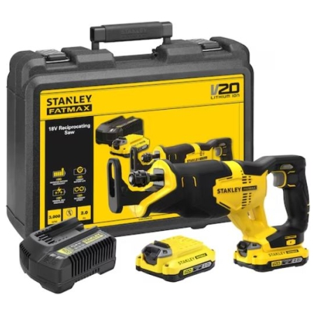 Stanley | 18V V20 Reciprocating Saw - 2 x 2.0Ah Kitbox | SFMCS300D2K-QW | 18 V