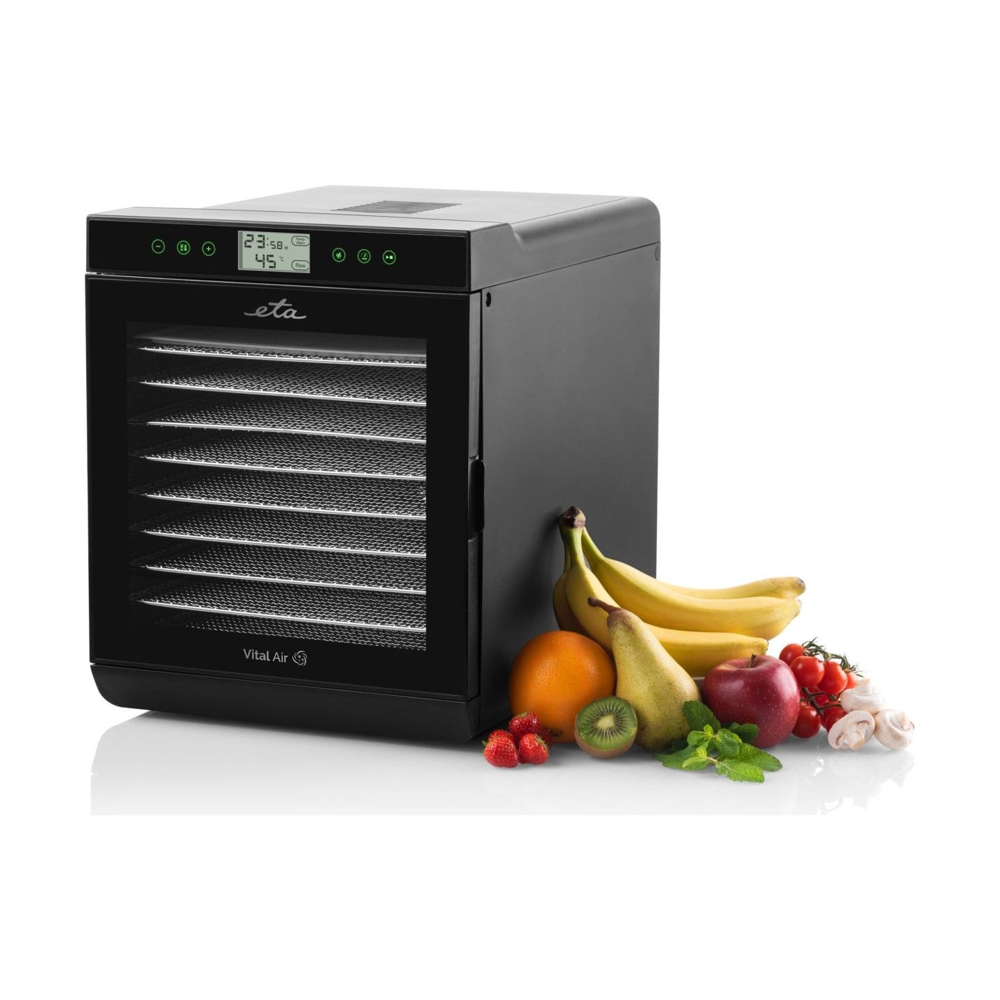 ETA | Fruit dryer | Vital Air II ETA230290000 | Power 650 W | Number of trays 10 | Temperature control | Integrated timer | Blac