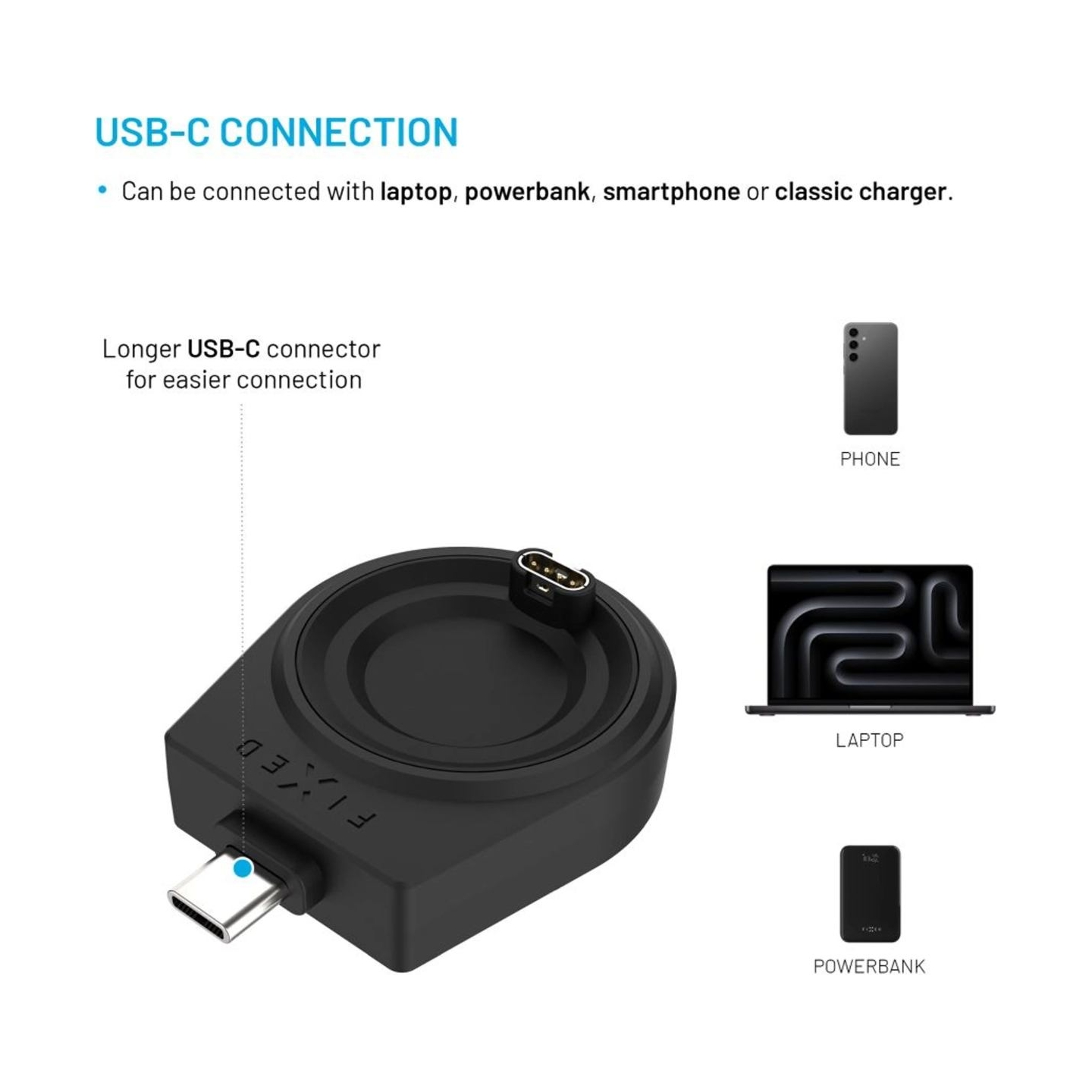 Fixed | Charging USB-C adapter FIXED for smartwatch Garmin Fenix ​​5/6/7/7X/8, Epix, Venu 2/3/3S, Vívoactive 3/4/5
