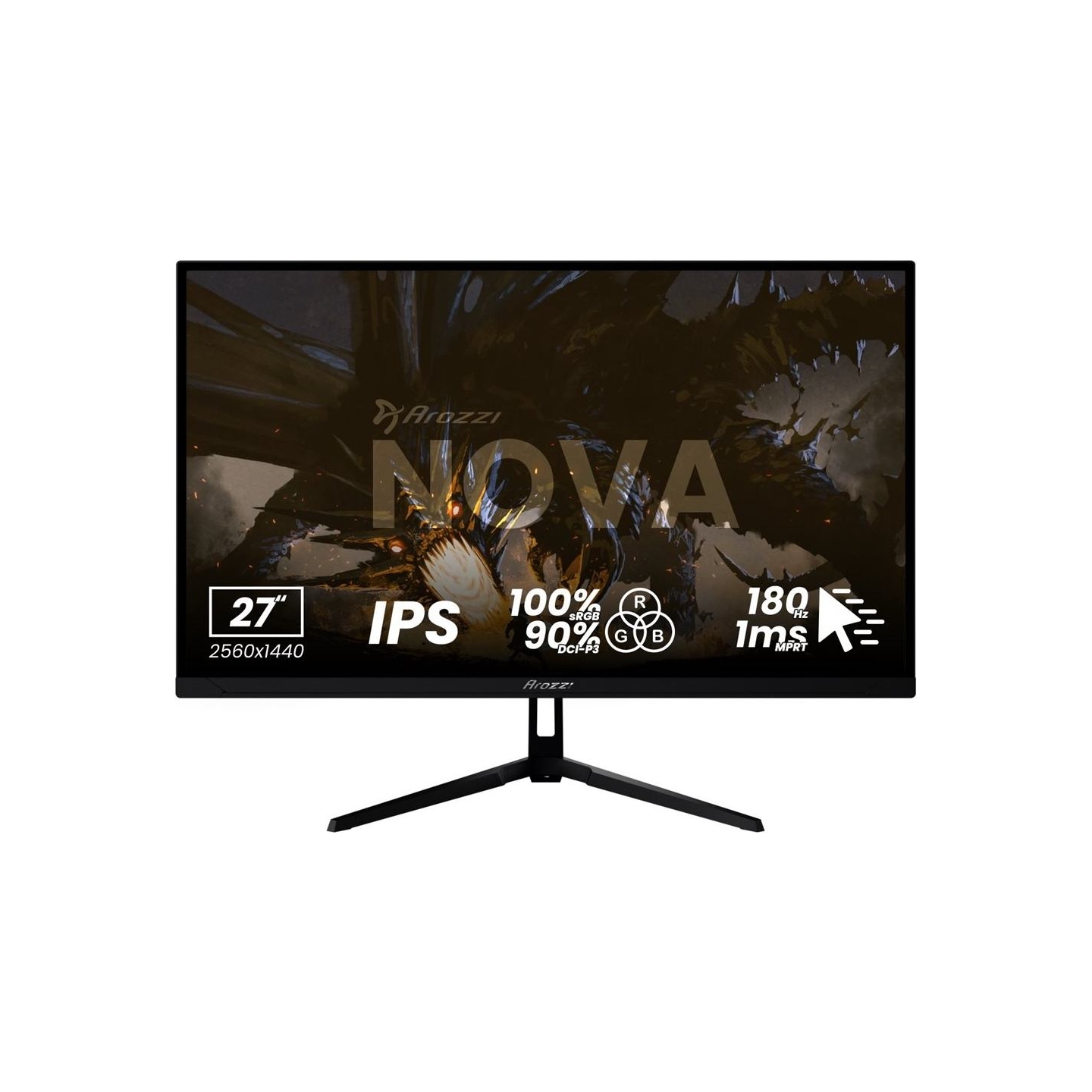 Arozzi | Nova | 27 " | IPS | QHD | 16:9 | 180 Hz | 1 ms | 2560 x 1440 pixels | 350 cd/m² | HDMI ports quantity 1 | Black