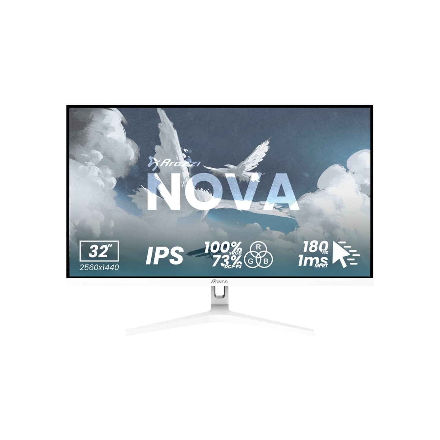 Arozzi | Nova | 32 " | IPS | QHD | 16:9 | 180 Hz | 1 ms | 2560 x 1440 pixels | 300 cd/m² | HDMI ports quantity 2 | White