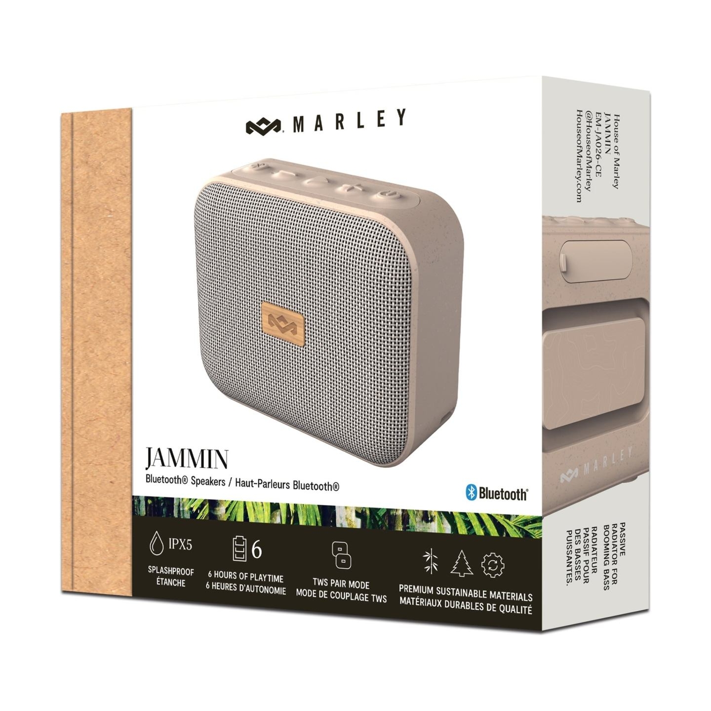 Marley Speaker | Jammin | Waterproof | Bluetooth | Cream | Portable | Wireless connection