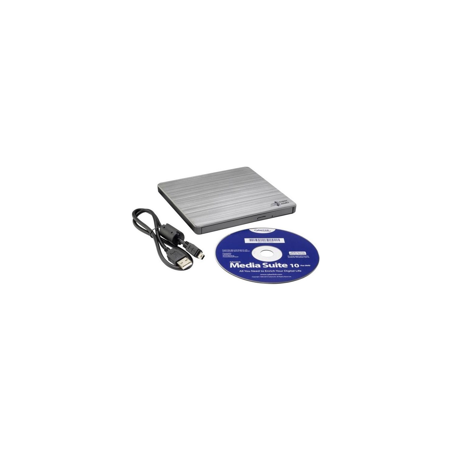 H.l Data Storage | Ultra Slim Portable DVD-Writer | GP60NS60 | Interface USB 2.0 | DVD±R/RW | CD read speed 24 x | CD write spee